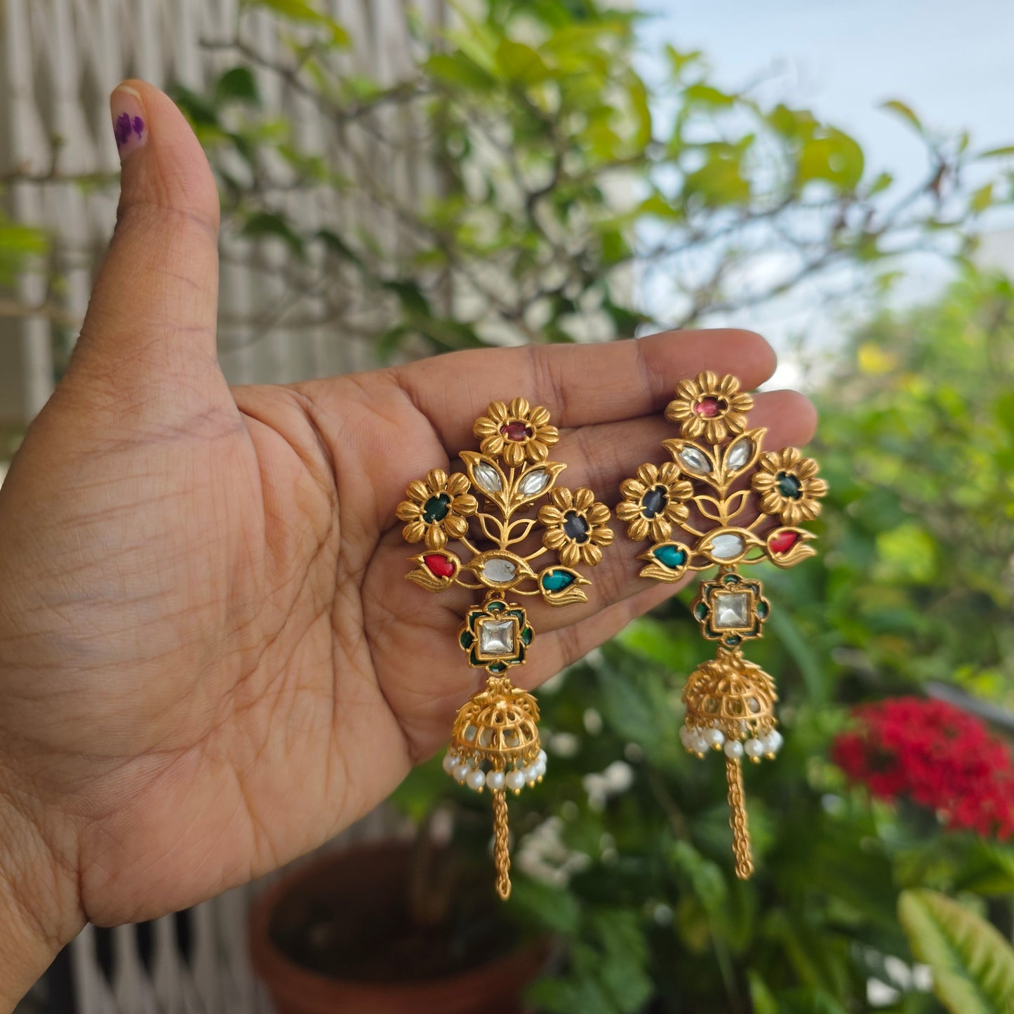 Chitrangi-multi colored contemporary style jumkha