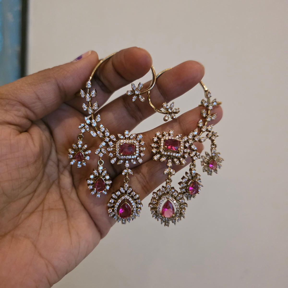 Rachana- ad and color stone earcuffs