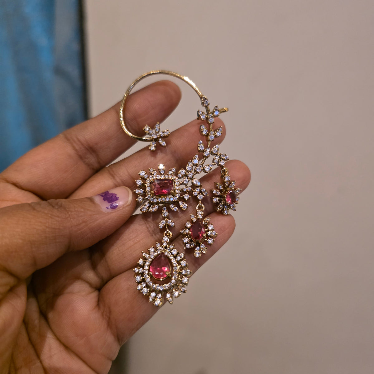 Rachana- ad and color stone earcuffs