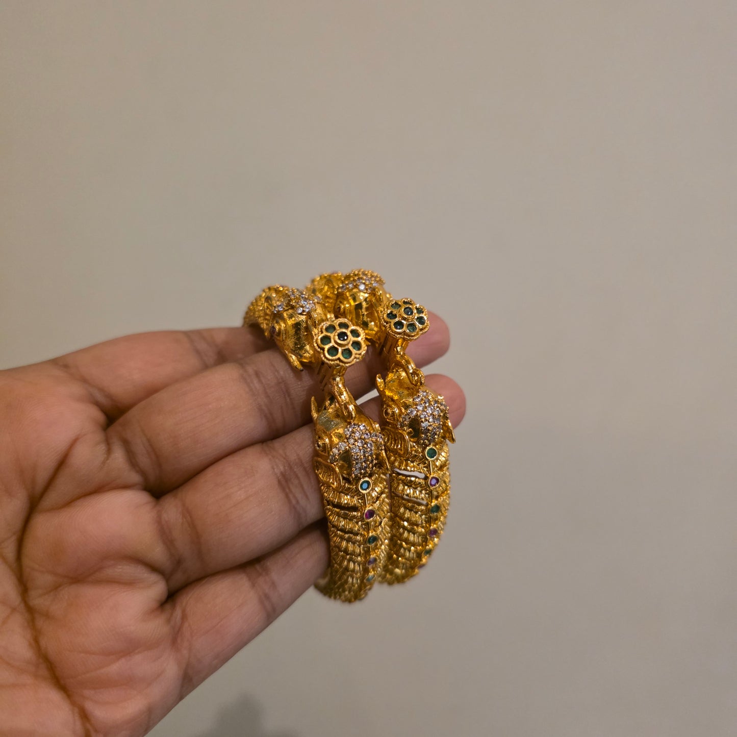 Iravam- antique openable elephant kada pair