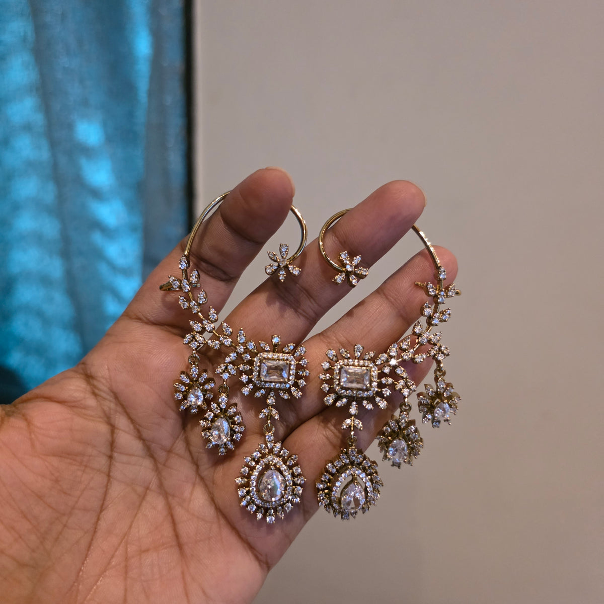 Rachana- ad and color stone earcuffs