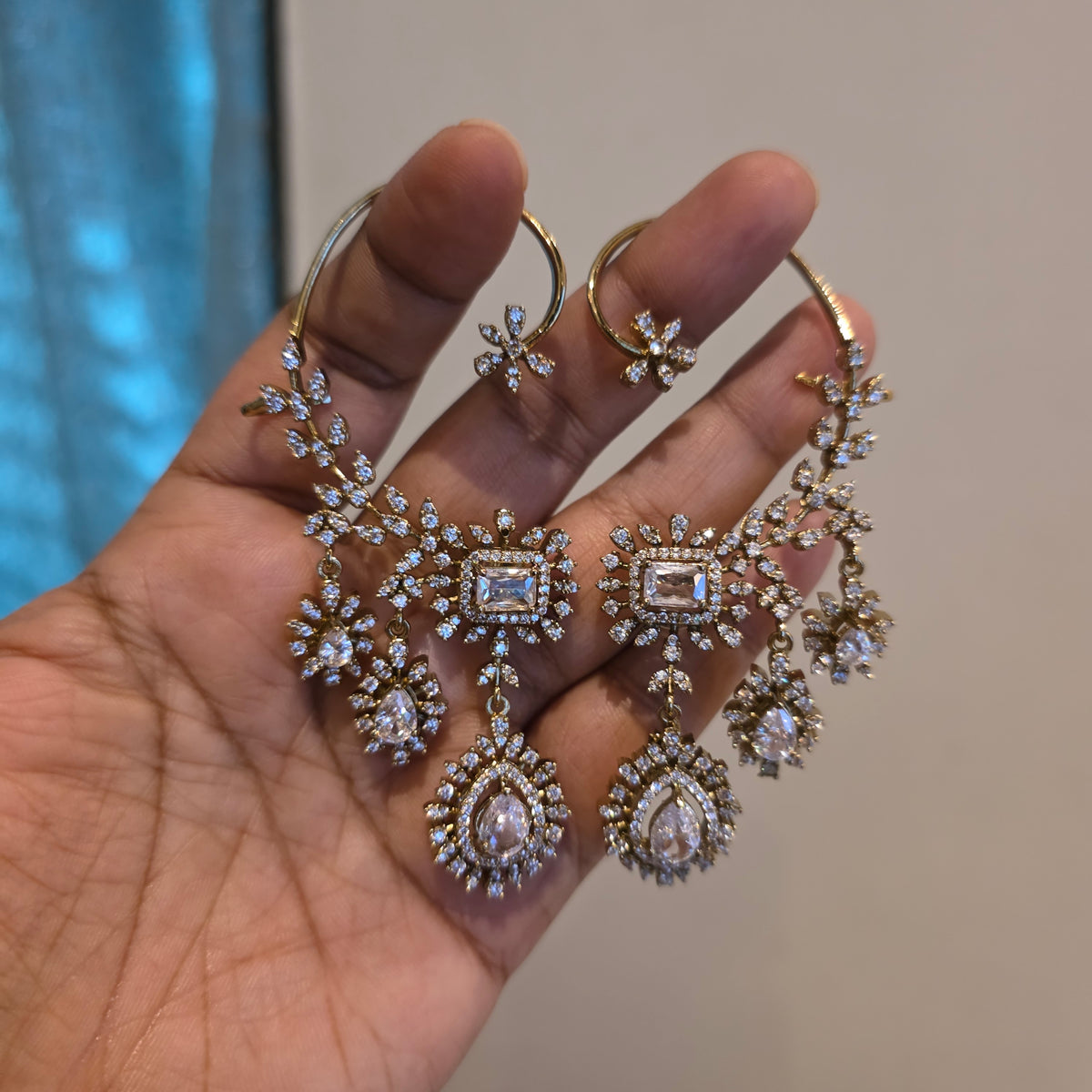 Rachana- ad and color stone earcuffs