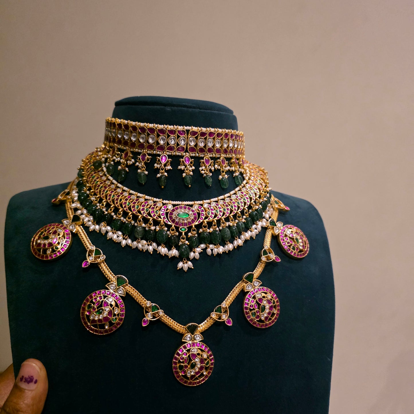 Shringar- 3 layeres of jadau necklaces