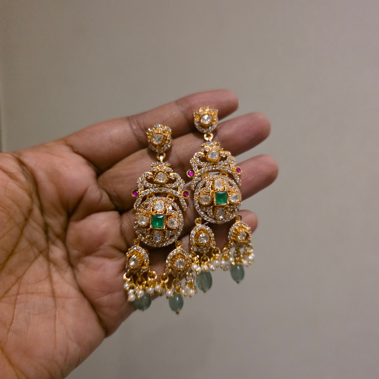 Deepali- moissanite polki layered hangings choker
