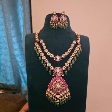 Sukanya- moissanite and jadau layered neckset