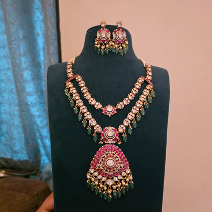 Sukanya- moissanite and jadau layered neckset
