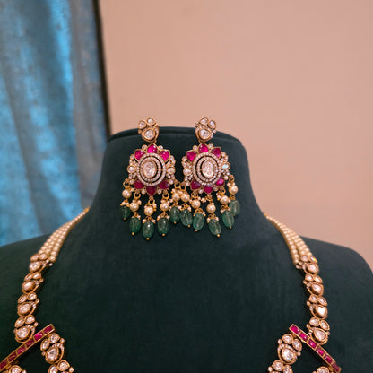 Sukanya- moissanite and jadau layered neckset