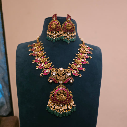 Sowbhagya- jadau and moissanite nakshi neckset