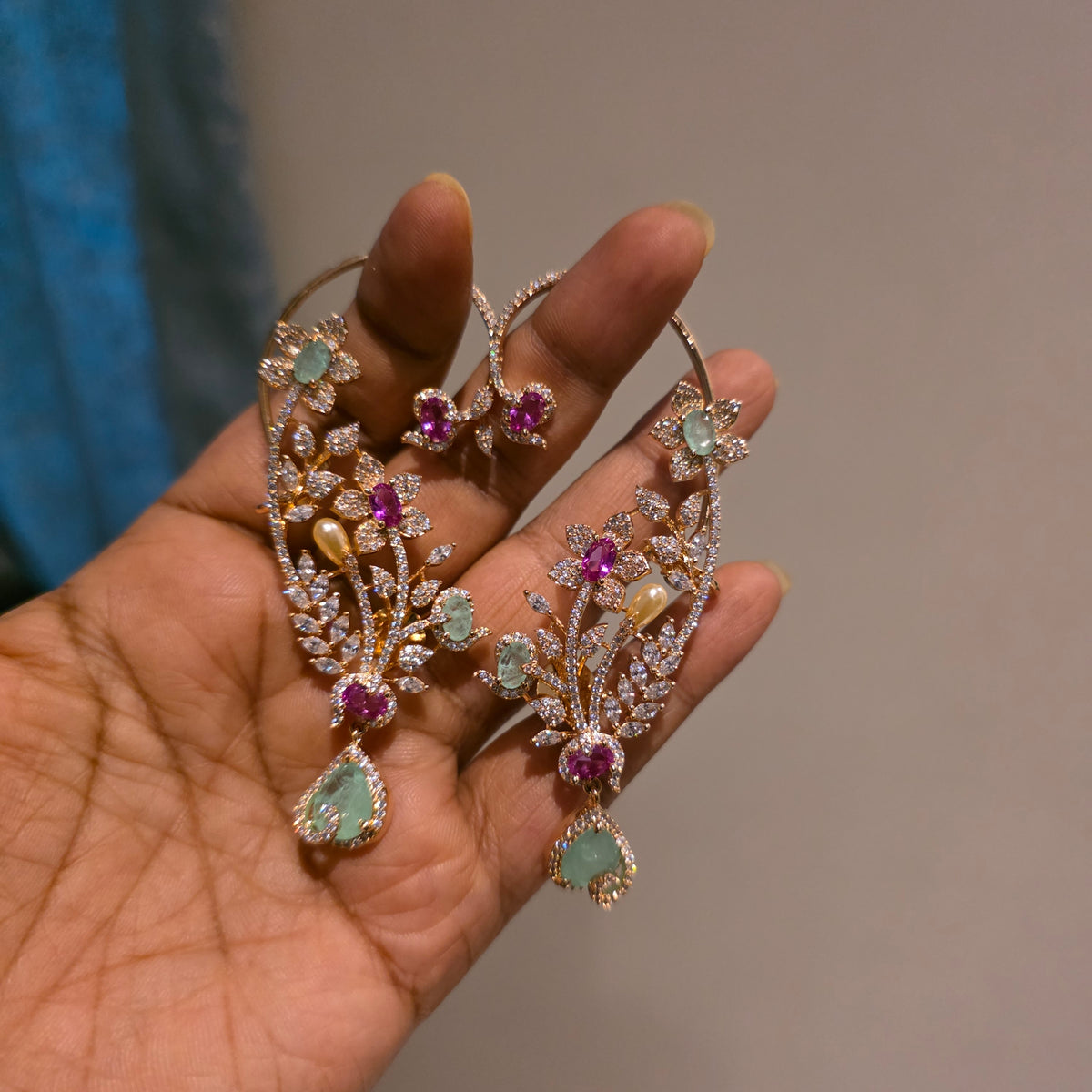 Dipti- mulri color doublets earcuffs