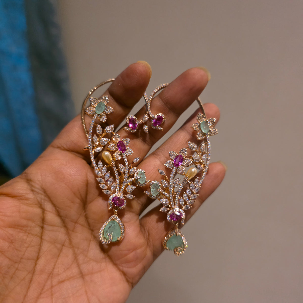 Dipti- mulri color doublets earcuffs