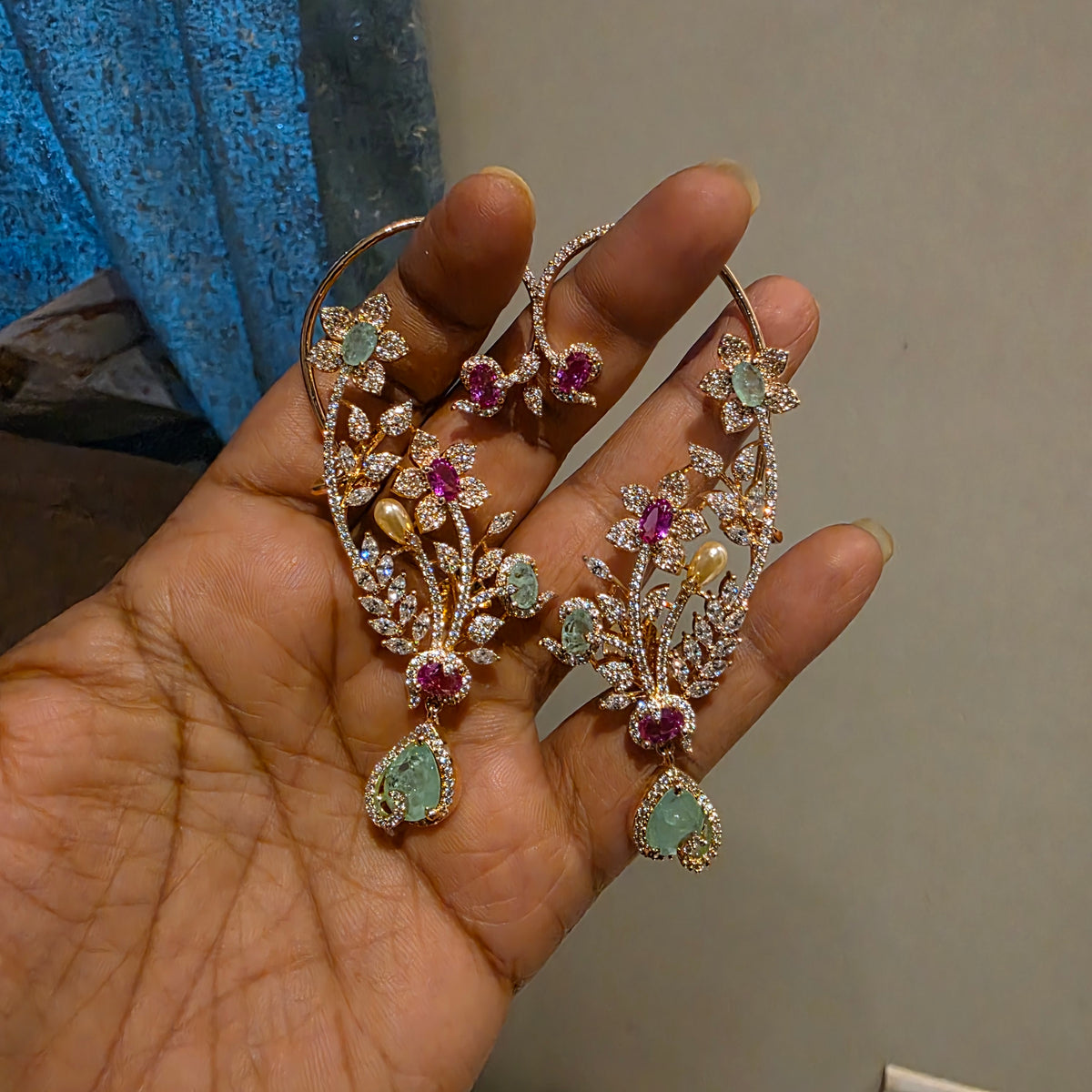 Dipti- mulri color doublets earcuffs