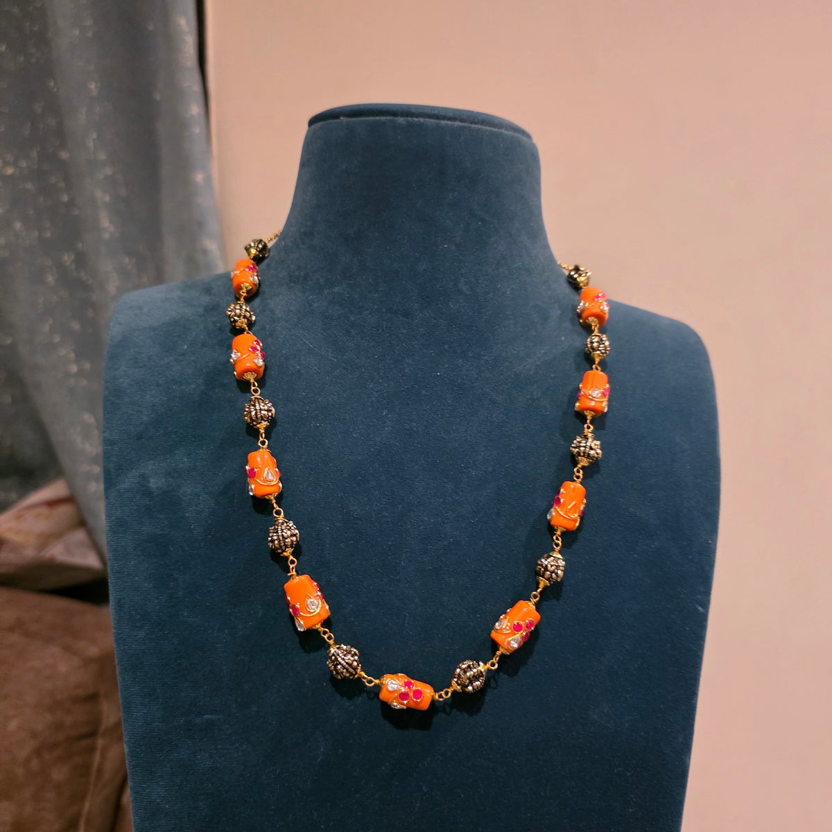 Kanakambaram- hasli with coral mala