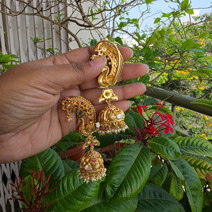 Sumitra- moissanite gold copy earcuff jumkha