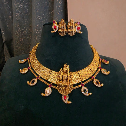 Kamakshi - hasli with navaratan mango neckset