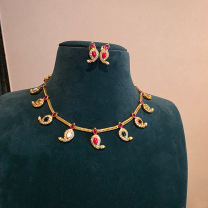 Kamakshi - hasli with navaratan mango neckset