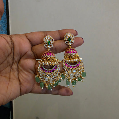 Sripada- jadau and moissanite earrings