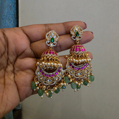Sripada- jadau and moissanite earrings