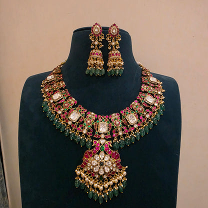 Sheshirekha- moissanite and jadau neckset