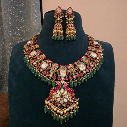Sheshirekha- moissanite and jadau neckset