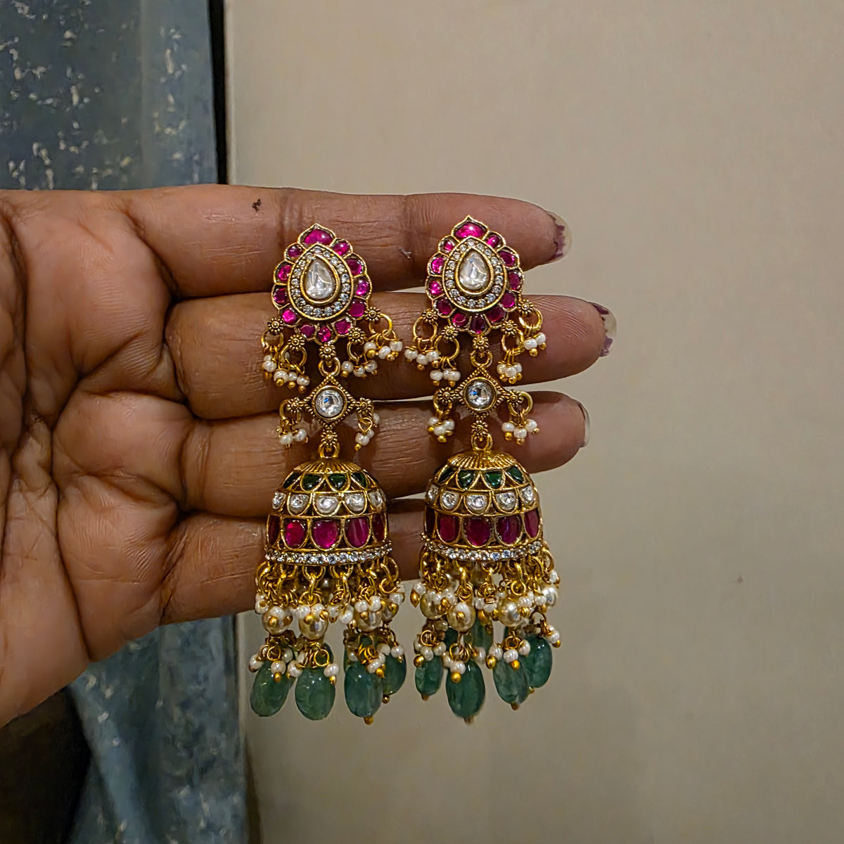 Sheshirekha- moissanite and jadau neckset