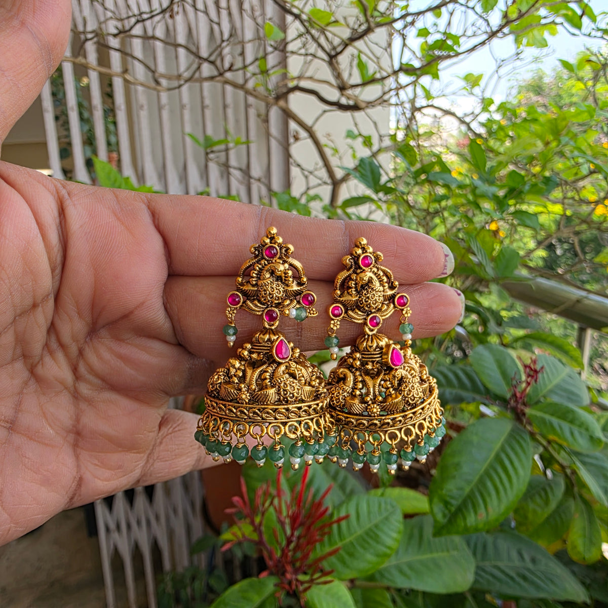 Chandrika- nakshi jumkha with jadau detailing