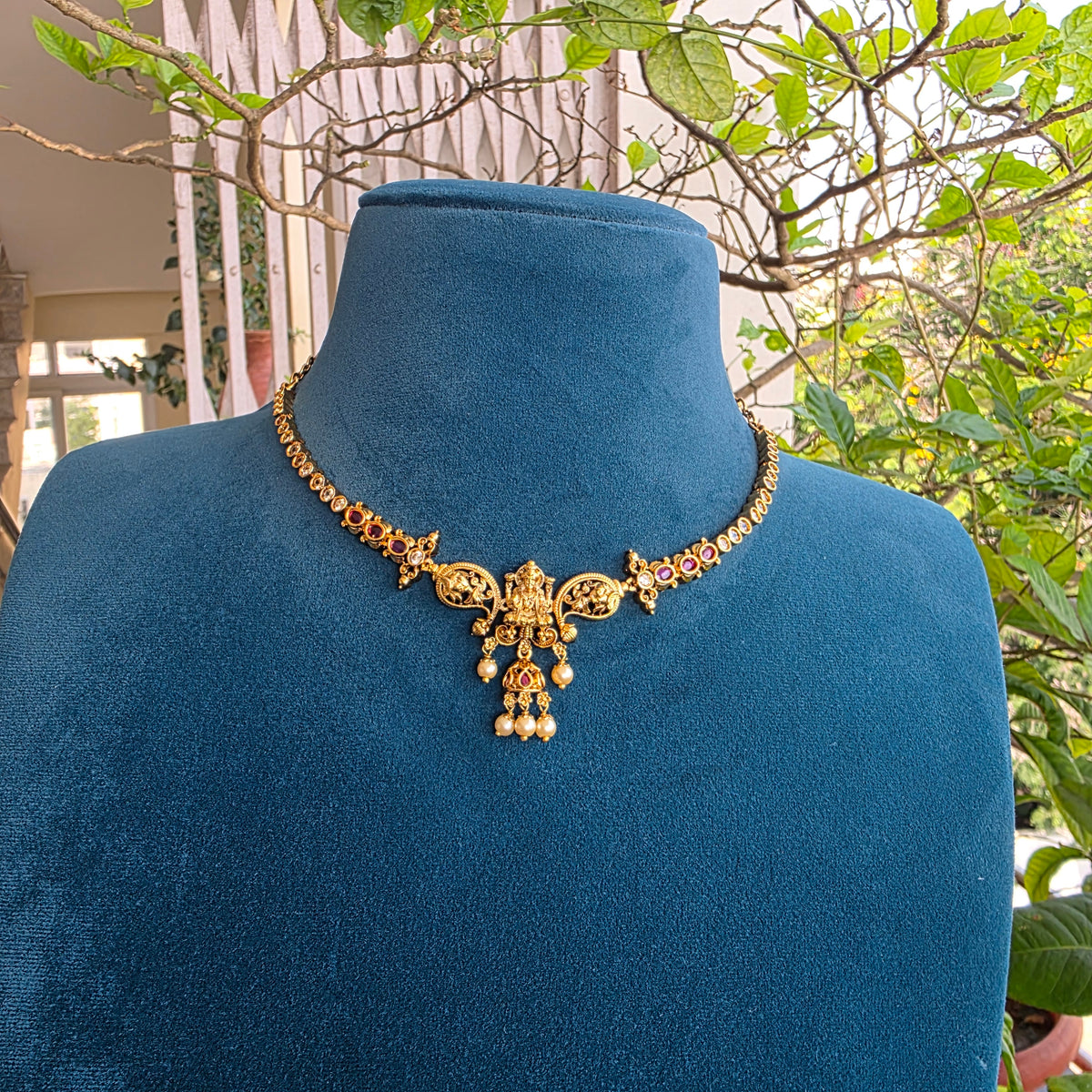 Padmapriya- kemstone antique neckset