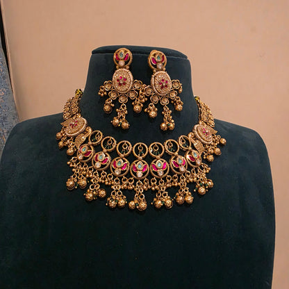 Tarunam- heritage style neckset with jadau motifs