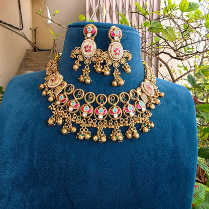 Tarunam- heritage style neckset with jadau motifs