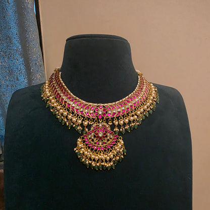 Haseetham- jadau necklace with detachable pendant