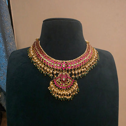Haseetham- jadau necklace with detachable pendant