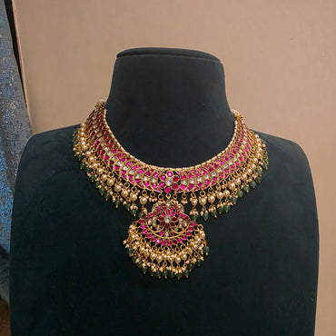 Haseetham- jadau necklace with detachable pendant