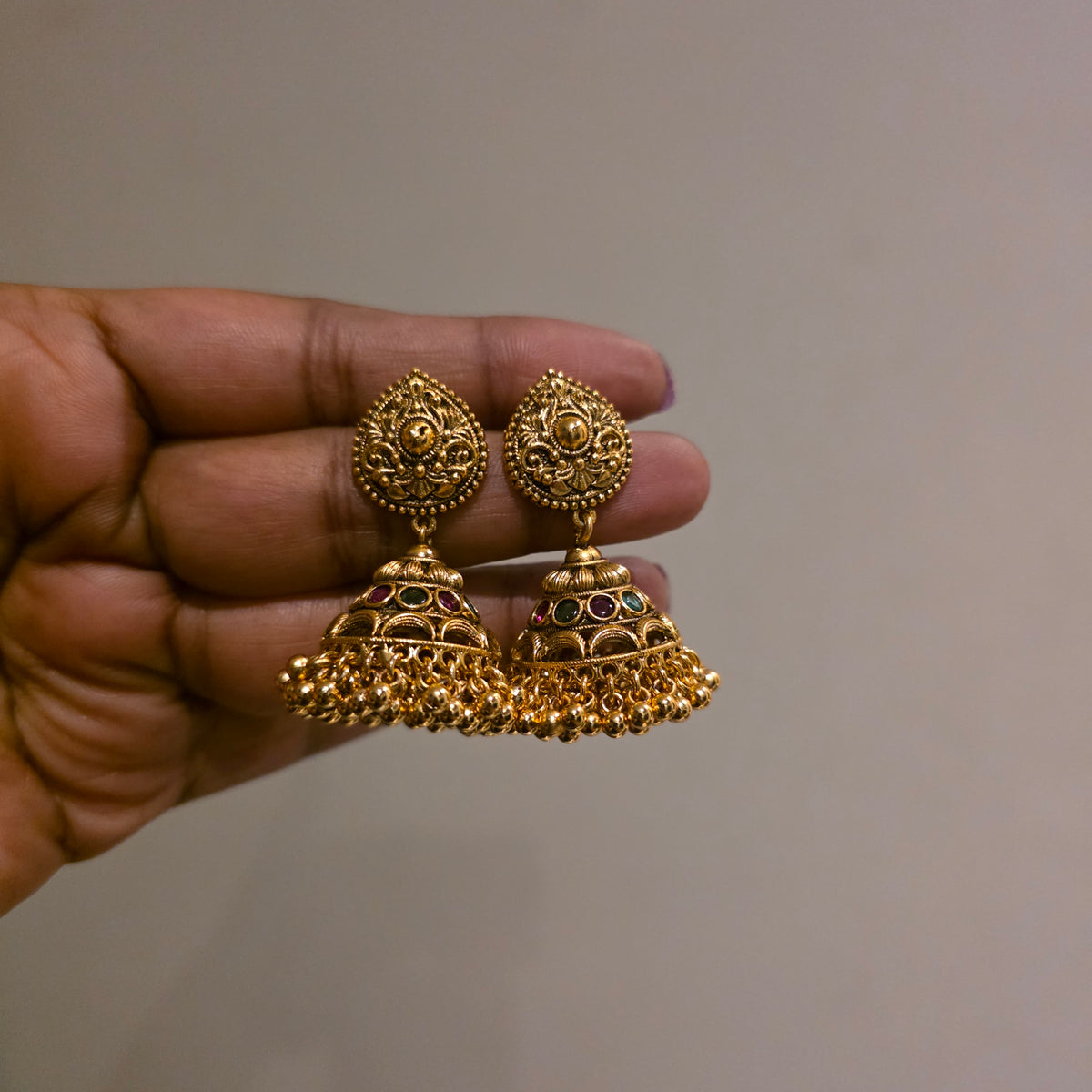 Devradh-vintage kemp stone gundla mala with kasu mala