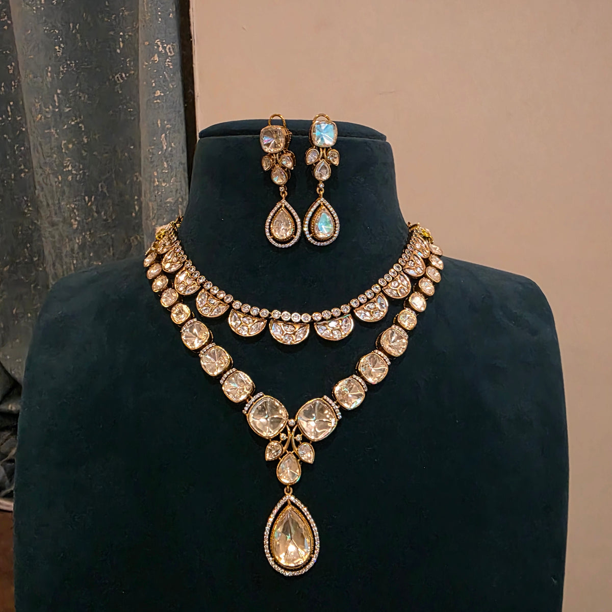 Mandahasam- two layers of polki neckset