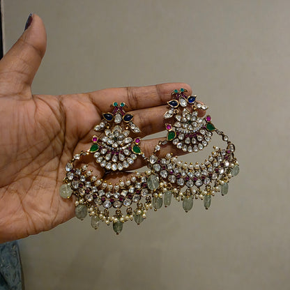 Reva- victorian moissanite chandbalis