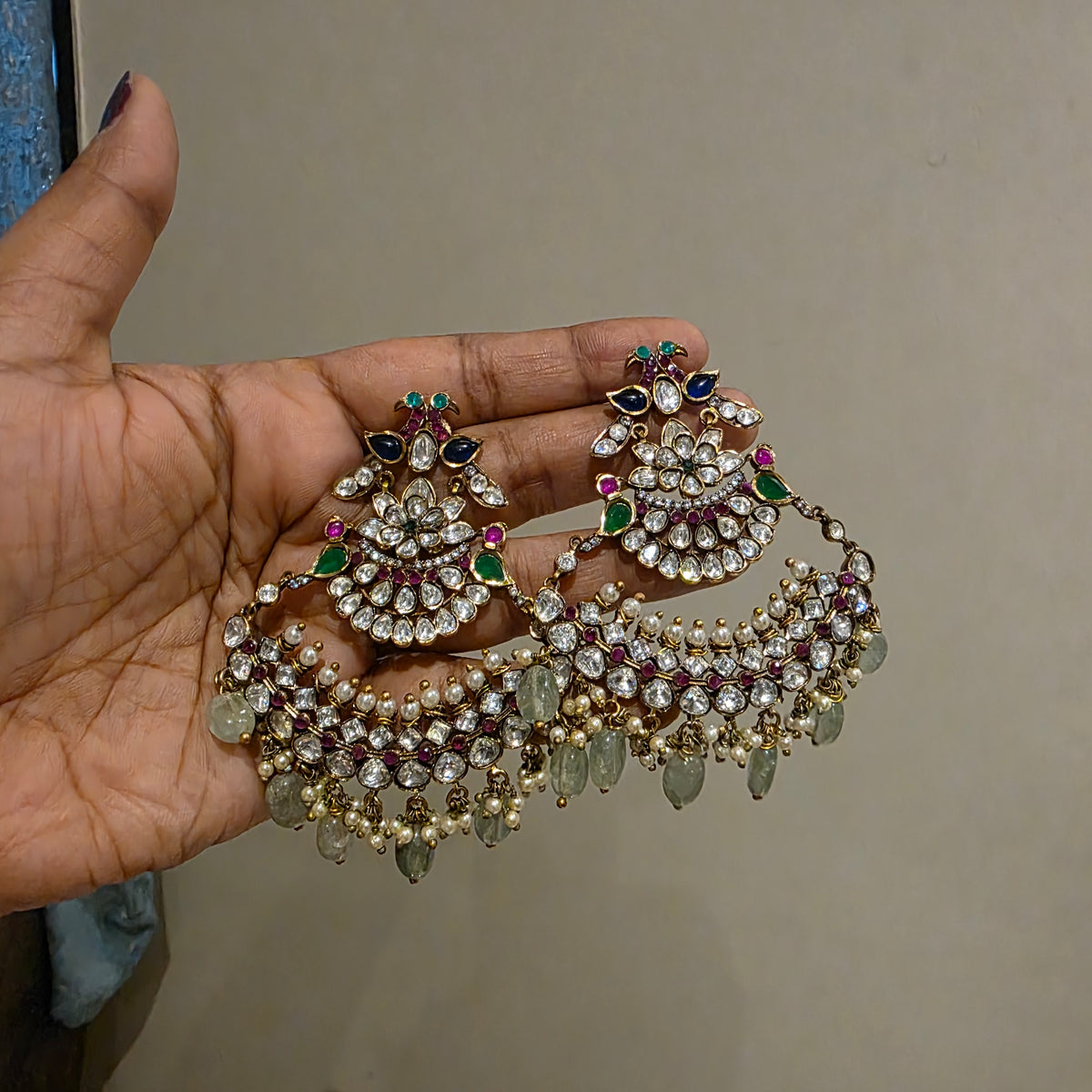 Reva- victorian moissanite chandbalis