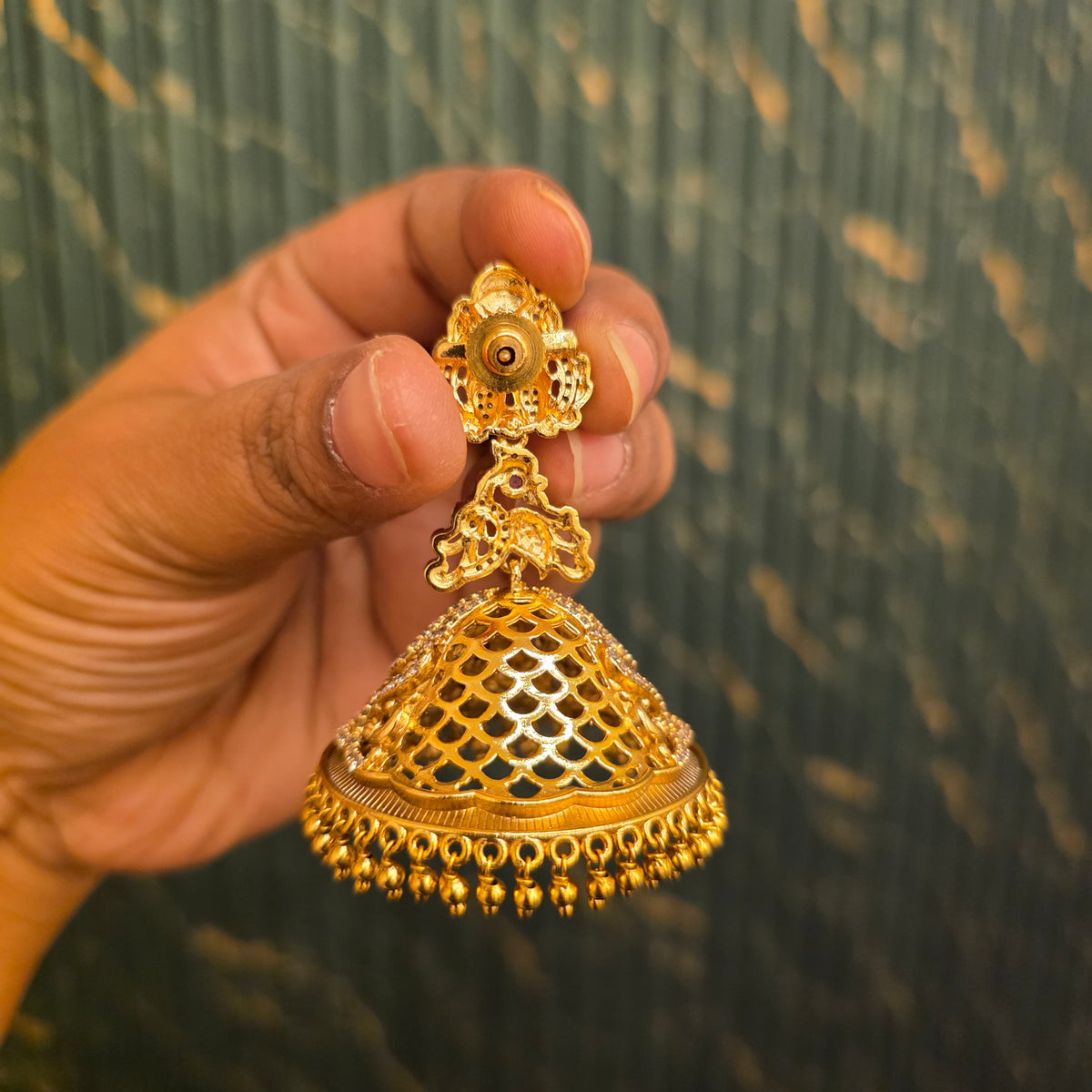 Dhatri- antique jumkhas with lakshmi motifs