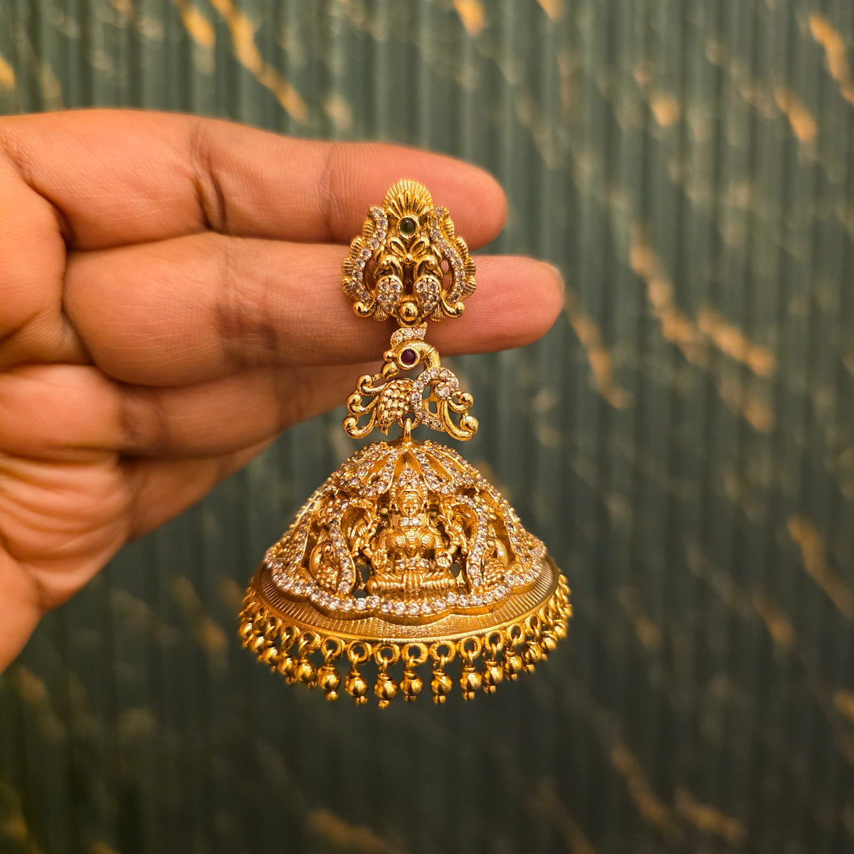 Dhatri- antique jumkhas with lakshmi motifs
