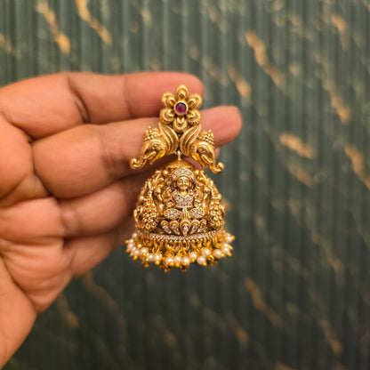 Airini- antique jumkhas with lakshmi and elephant motifs