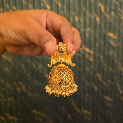 Airini- antique jumkhas with lakshmi and elephant motifs