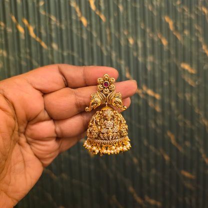 Airini- antique jumkhas with lakshmi and elephant motifs