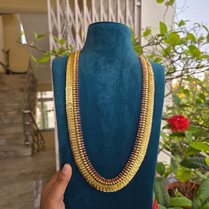 Lohita- lakshmi kasuharam with pink stones