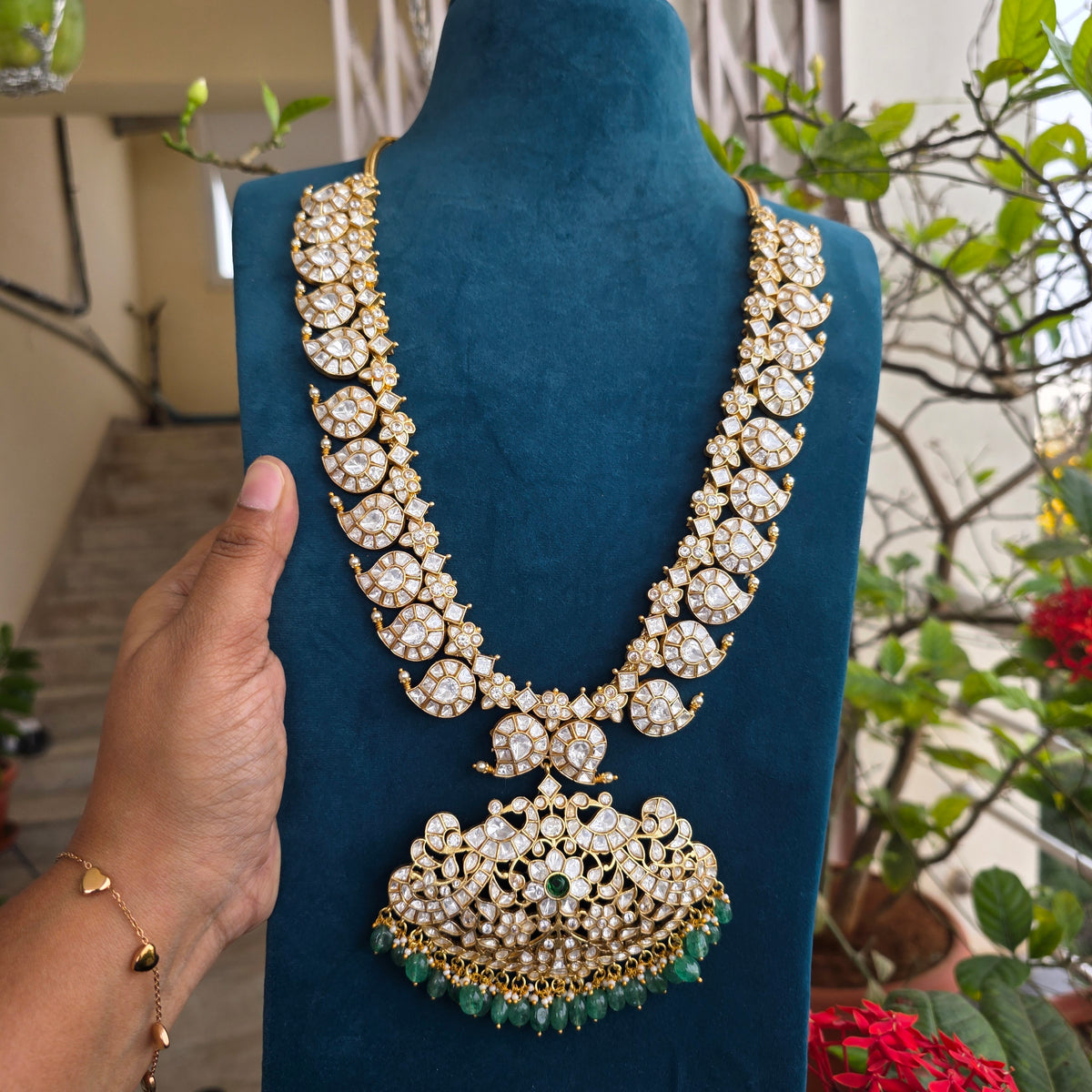 Devasena- premium moissanite jadau neckset