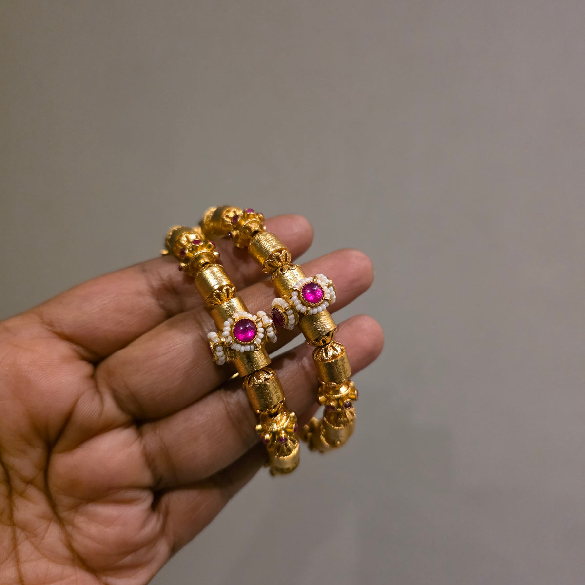 Krupa-  antique gold openable bangles
