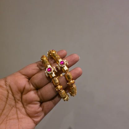 Krupa-  antique gold openable bangles
