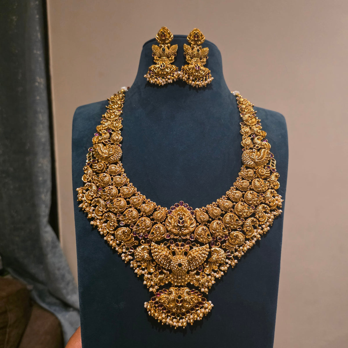 Divyata- antique gold replica heavy bridal haram