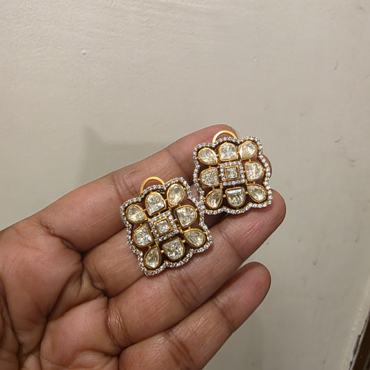 Square shaped polki studs