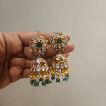 Silver foiled moissanite polki kundan