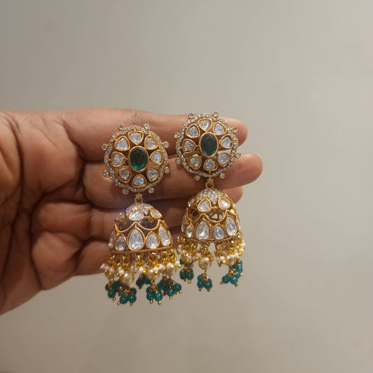 Silver foiled moissanite polki kundan