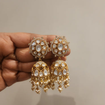 Silver foiled moissanite polki kundan