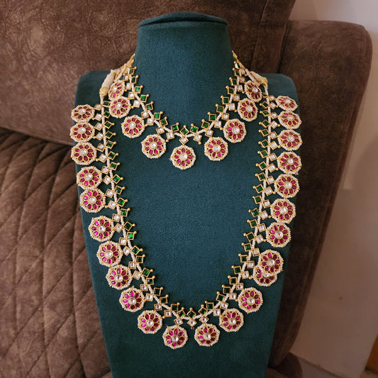 Handmade jadau kundan bottumala combo